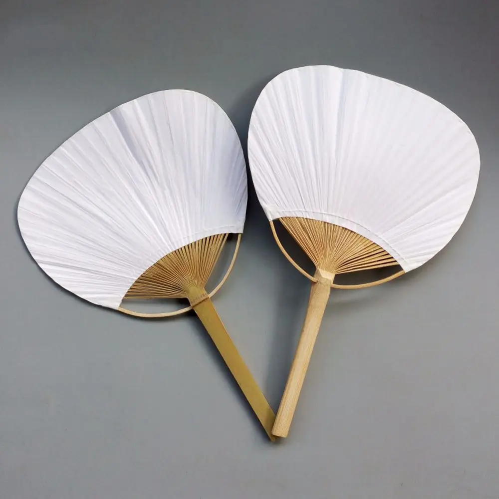 

20pcs Pure white bamboo handle blank calligraphy painting blank group white fan