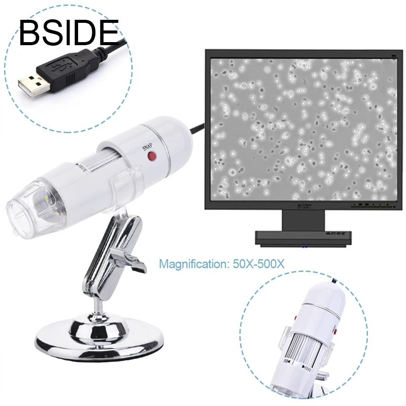 Дешевый 50x к 500X USB цифровой электронный микроскоп Лупа LED Камера белым увеличительное Стекло Очки стол Лупа лампы практическая 50x