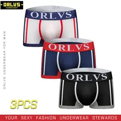ORLVS 3 шт./лот Брендовые мужские трусы боксеры удобное нижнее белье однотонные шорты дышащие нейлоновые мужские трусы мужские боксеры шорты