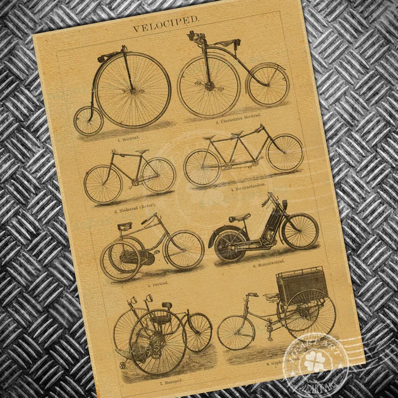 HD Винтажный Классический плакат с велосипедом велосипед Ретро настенная художественная наклейка старая печать фото Ностальгический Бар Картина гостиная плакаты 42x30 см