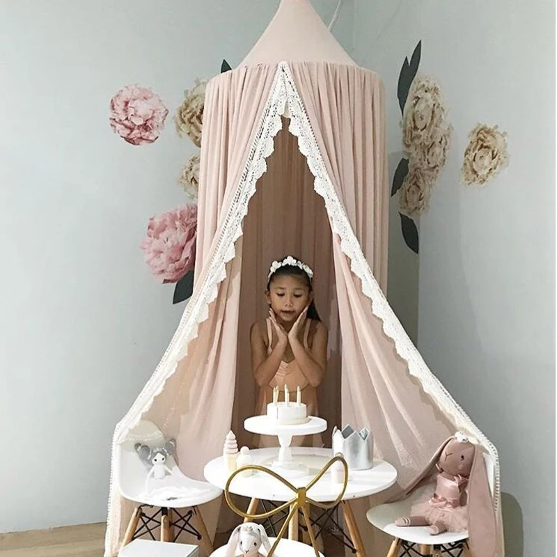 

Hung Dome Baby Mosquito Net Lace Nordic Room Decor Photography Accessories Crib Playing Canopy Beds Kids 2018