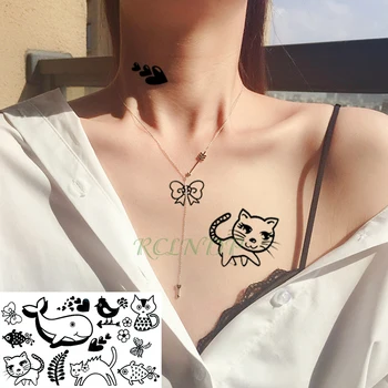 

Waterproof Temporary Tattoo Sticker fish cat flower bird Bow tatto flash tatoo fake tattoos tatouage for girl kids women men