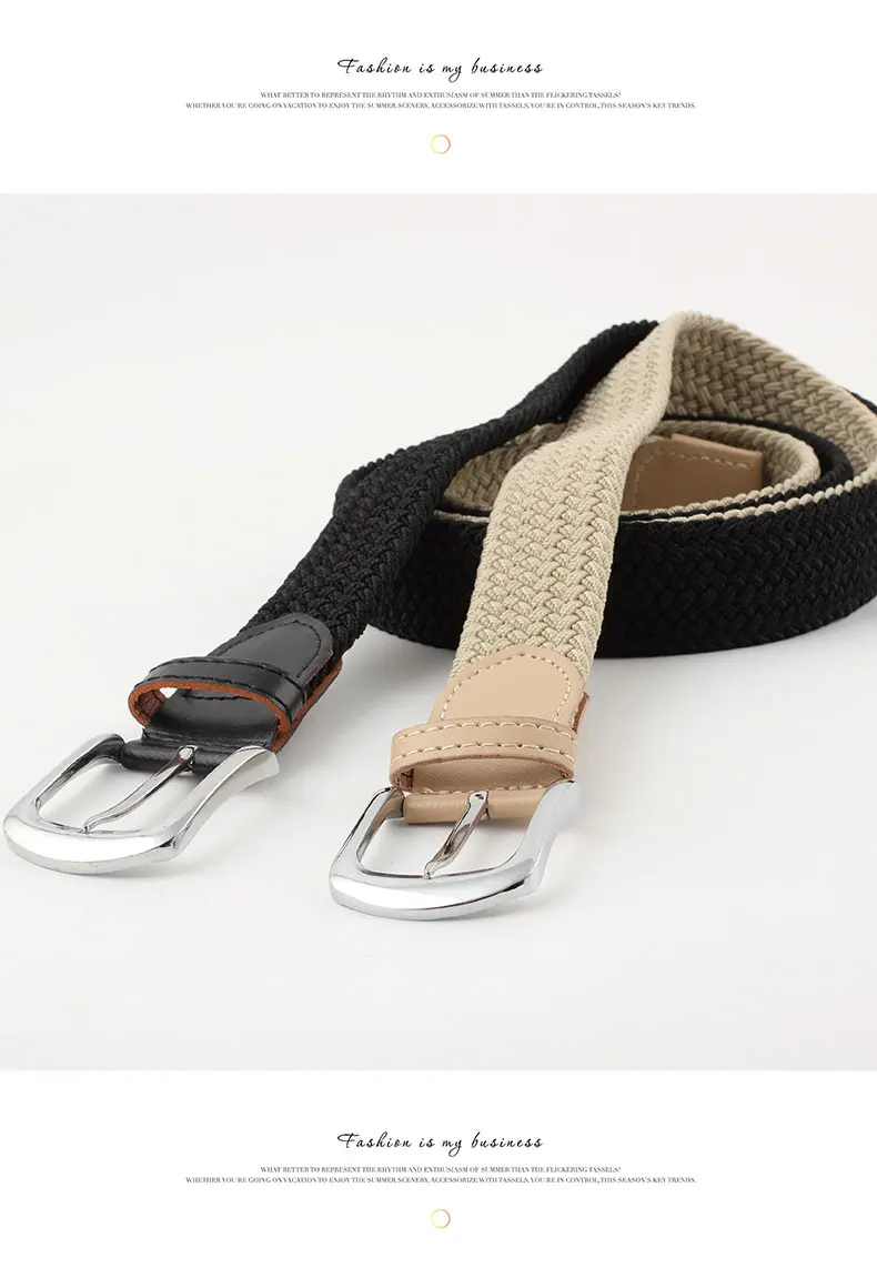 ZLD women Elastic Stretch Waist Belt Canvas Stretch Braided Elastic Woven pu Leather Belts Wide Hot Metal Stretch Belt For Men