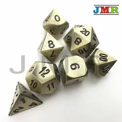 7pcs-dies Dados металла для Мерседес Бенц Настольная игра, набор D4 D8 D10 D10 % D12 D20 Подземелья и Драконы металлические кости, с железный ящик