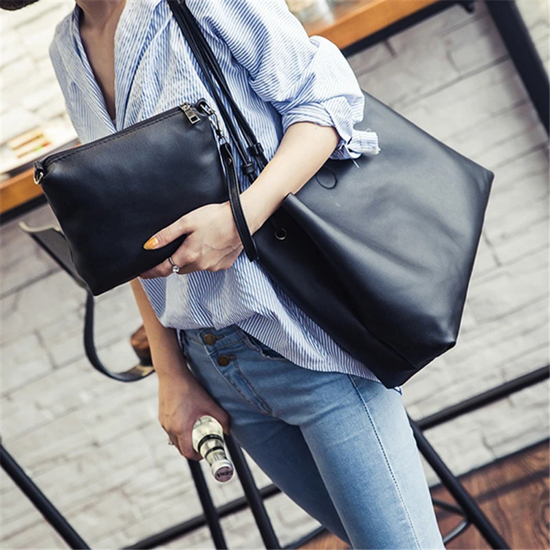 

Soft Leather Women Bag Set Luxury Brand 2018 Fashion Designer Female Shoulder Bags Big Casual Bags Set Handbag High Quality