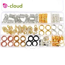 130 шт. металлические кольца для волос манжеты волос бусины для косичек алюминий дреды аксессуары для украшения волос с коробка для хранения