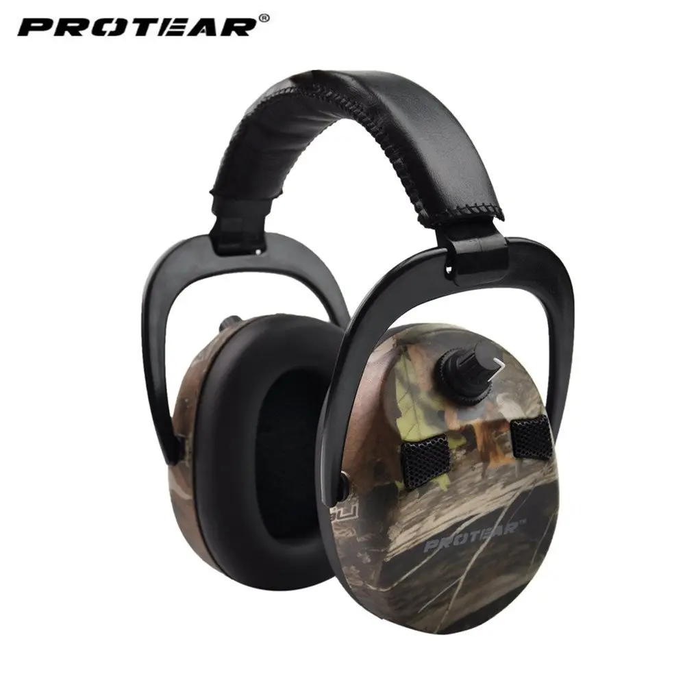 Protear Electronic Ear Protection Shooting Hunting Headphone Print Tactical Headset Hearing Ear Protection Ear Muffs for Hunting slogan print cat ear marled hoodie