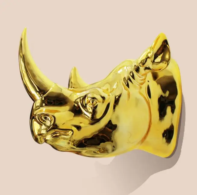 animal head hanging rhino statue mural Home Furnishing decorative art