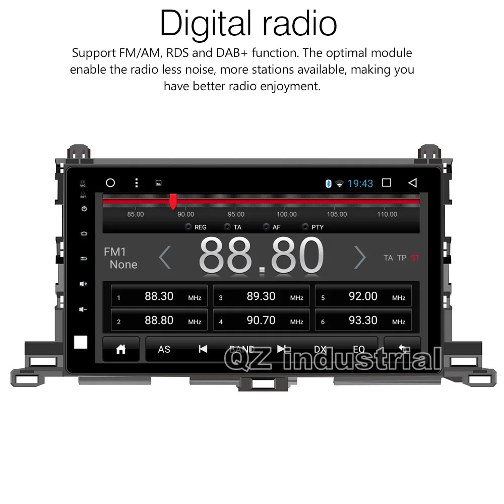 Clearance QZ industrial HD 10.1inch Android 8.1 T3 car dvd player for Toyota highlander 2015 with Canbus Radio GPS BT 3G 4G WIFI RDS Map 2