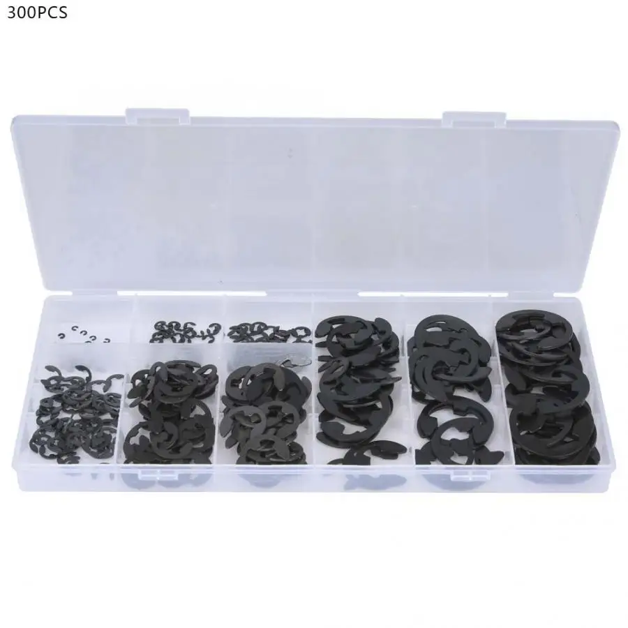 

300 Pcs Carbon Steel E-Retaining Circlip Set Snap Ring Kit Assortment Kit Hand Tools multitool Manual Tools