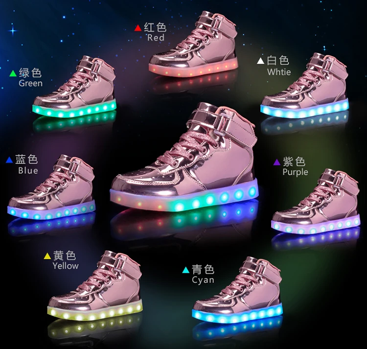 Como a Nossa Conduziu a Iluminação Rosa Quente Casa Nova Carregador Usb Sapatos Meninos Meninas Sapatilhas Crianças Brilhante Iluminado Luminosa Sneaker 25-39 7 High Quality Mamãe e Bebê