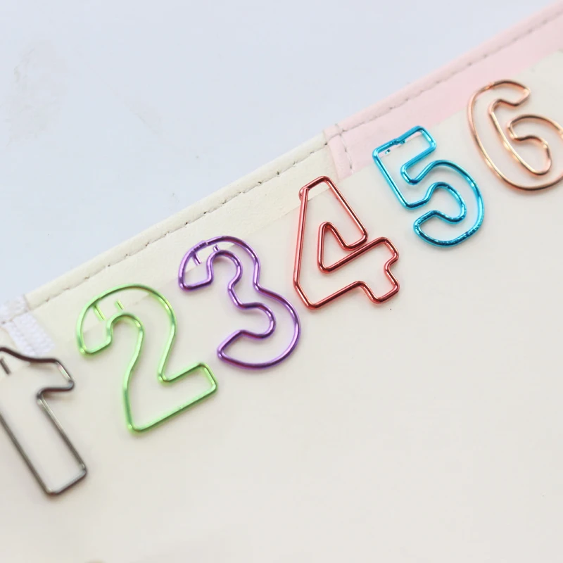 

Domikee creative cute colorful number shape office school metal bookmark stationery,fine student index paper clips,10 pieces