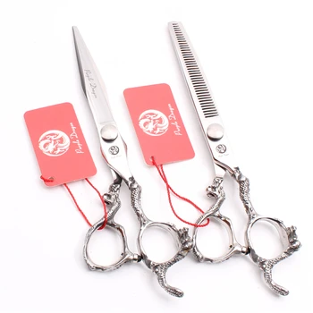 

Z9100 7" 19cm Japan Stainless Purple Dragon Silver Hairdressing Regular Shears Thinning Shears Dragon Handle Human Hair Scissors
