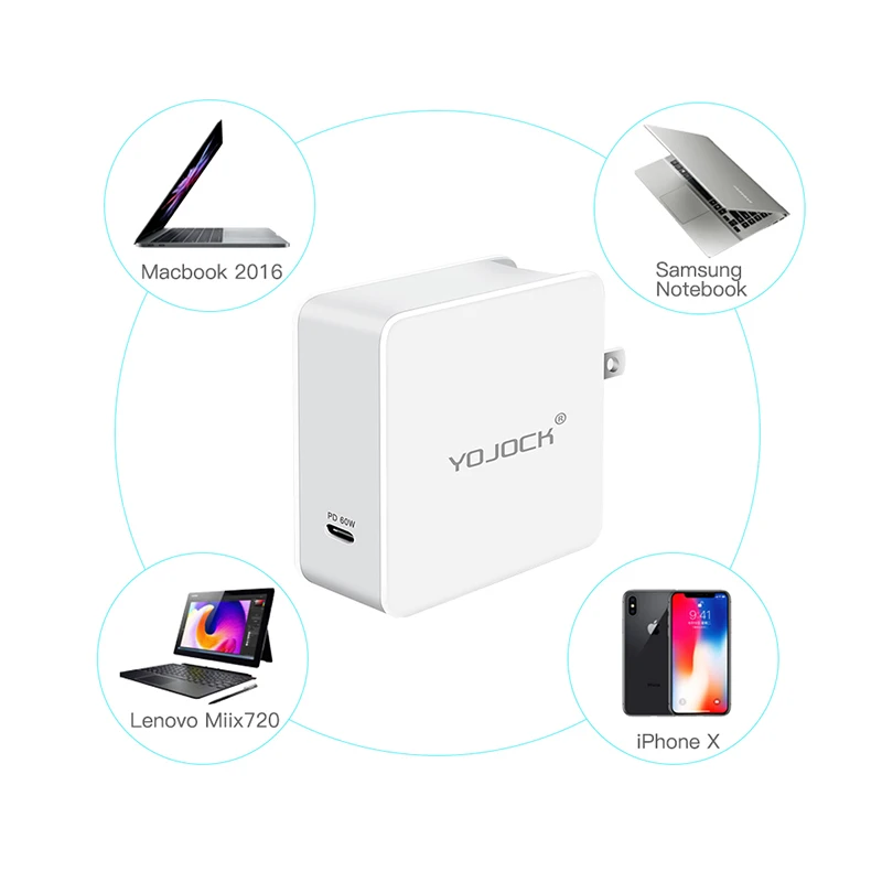 Yojock USB C PD зарядное устройство типа Мощность доставки Quick Charger 3 0 60 Вт EU/AU/UK/US