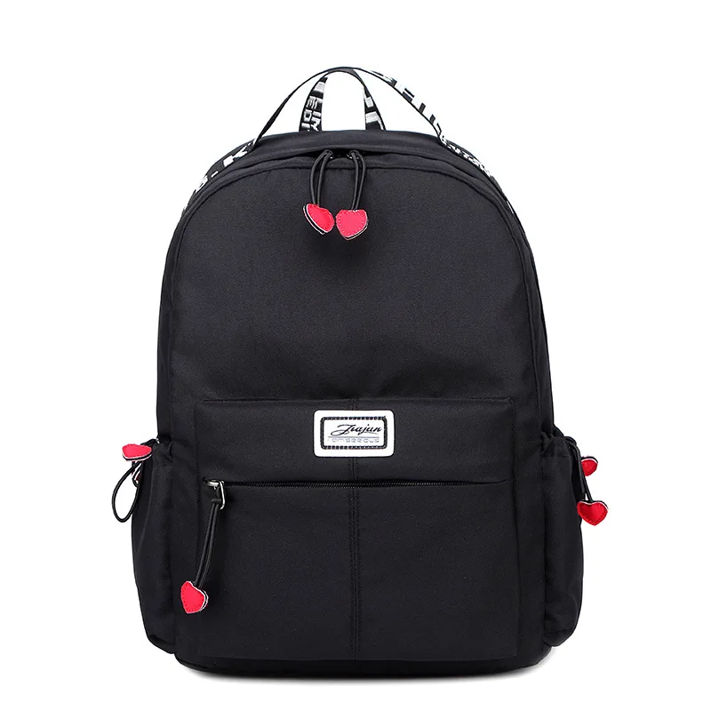 Водонепроницаемый 16 дюймов ноутбук сумки рюкзаки для женщин милый сердце молния школьный рюкзак для девочки-подростка - Цвет: Черный