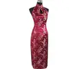 Sexy Burgundy Backless Traditional Chinese Dress Long Halter Cheongsam Qipao Novelty Dripping Costume S M L XL XXL XXXL WC025 ► Photo 1/6