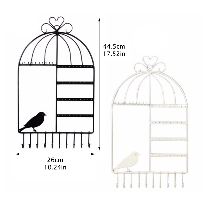 مجوهرات المنظم عرض موقف لتعليق حلقة القرط المنظم الحائط خمر مستوحاة قفص العصافير مجوهرات التخزين حامل
