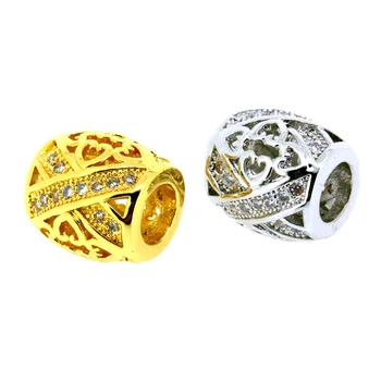 

10mm Pave White Clear CZ Gold Silver Color Oval Charm X Letter Word Connector Spacer Parts Bead Charms For DIY Jewelry Making