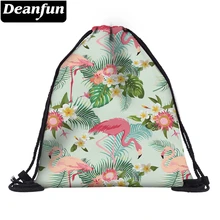 Deanfun красочные Фламинго Drawstring сумка 3D портфели с принтом для школы 60145