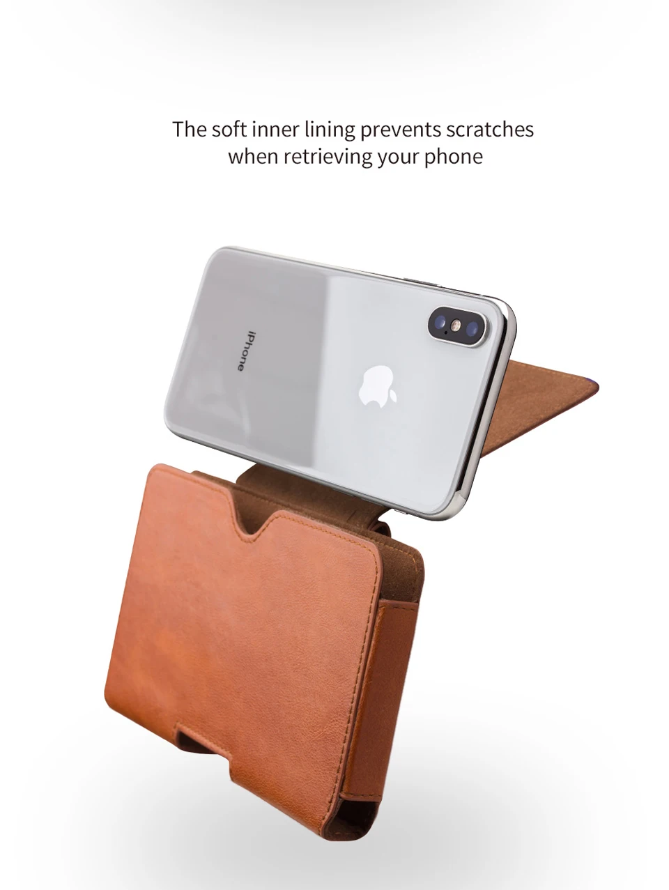 QIALINO Phone Bag Case For iPhone X Waist Belt Bag Pocket Cover for iPhone 10 luxury Genuine Leather Case for iPhone XS 5.8 inch iphone 8 plus wallet case