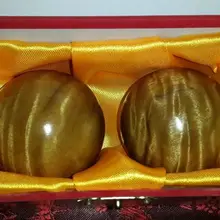 Высокое качество натуральное Золото Фиби дерево здоровье Сфера Бал с волной рябь домашний декор с коробкой для хранения