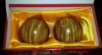 

High Quality Natural Gold Phoebe wood Health sphere Bal with wave ripple home decor with storage box