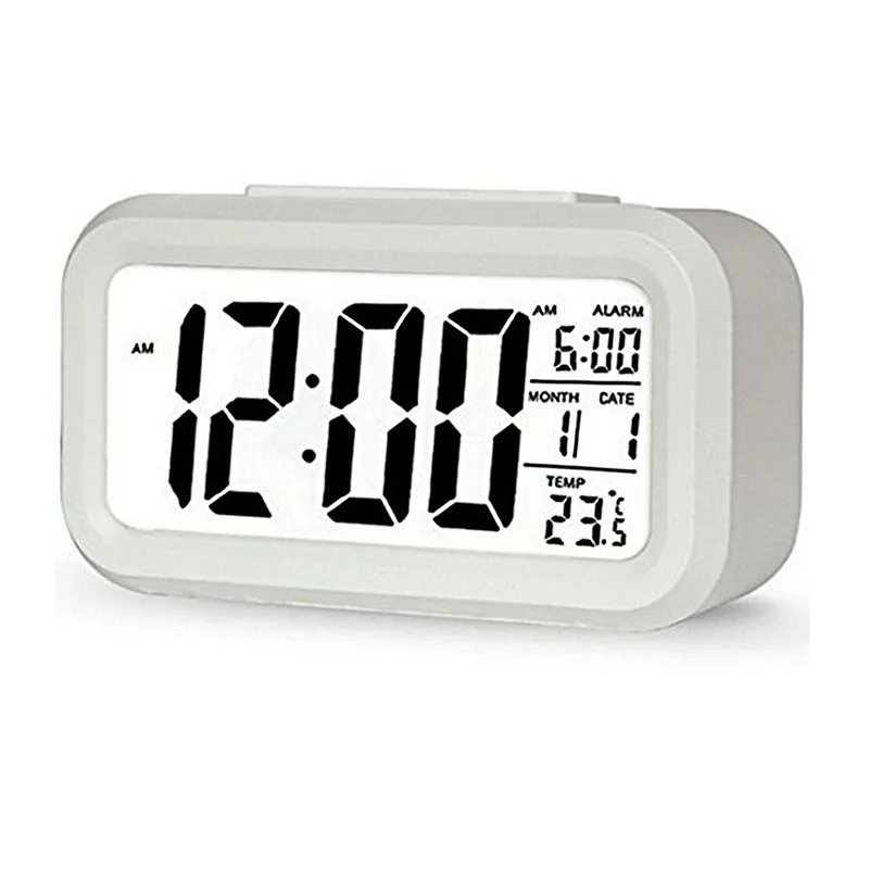 

Modern Digital Alarm Clock Snooze Electronic Kids Clock Student Clear LCD Display Light Sensor Nightlight Office Table Clock