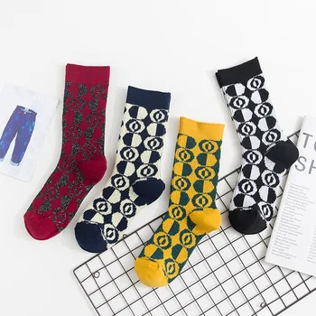 

PEONFLY Korean Style Fashion Harajuku Streetwear Hip Hop Socks Women Funny Skateboard Cotton Ladies Happy Socks Yellow Red