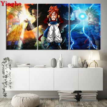 

3 PCS 5D DIY Full Square Diamond Painting "Dragon Ball " Multi-picture Combination Embroidery Cross Stitch Mosaic Decor Home