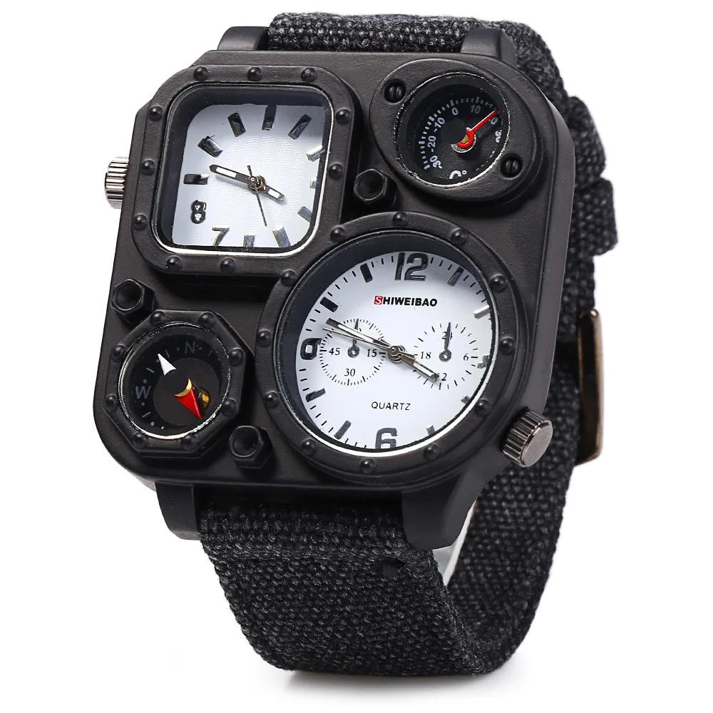 

Shiweibao brand men's fashion trend luxury military business square two time quartz watch classic sports clock Relogio