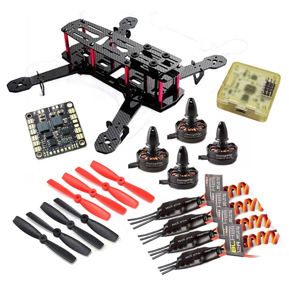 

OEM QAV250 Carbon Quadcopter X2204S 2300KV Motor BLHeli 12A ESC CC3D FC 5045 Props High Quality