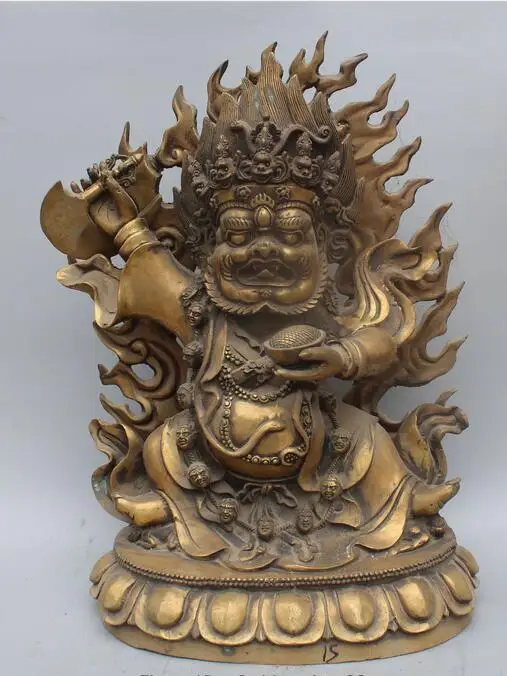 

free 19" Chinese Tibet Buddhism Bronze Vajrapani Mahakala buddha Phurpa Dagger statue fast