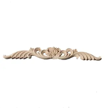 

Rubber Wood Carved Onlay Applique Unpainted Flower Door Home Furniture Decor size:24.5X4.5cm