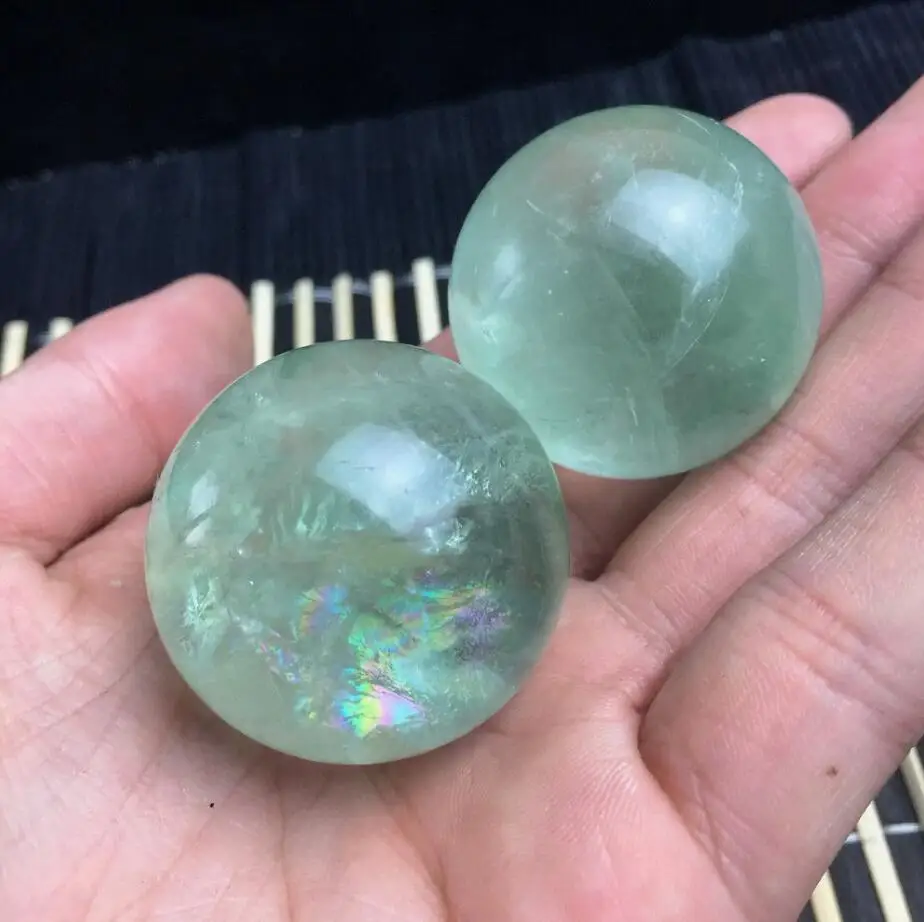 

2pcs natural Fluorite Crystal Ball of quartz crystal ball