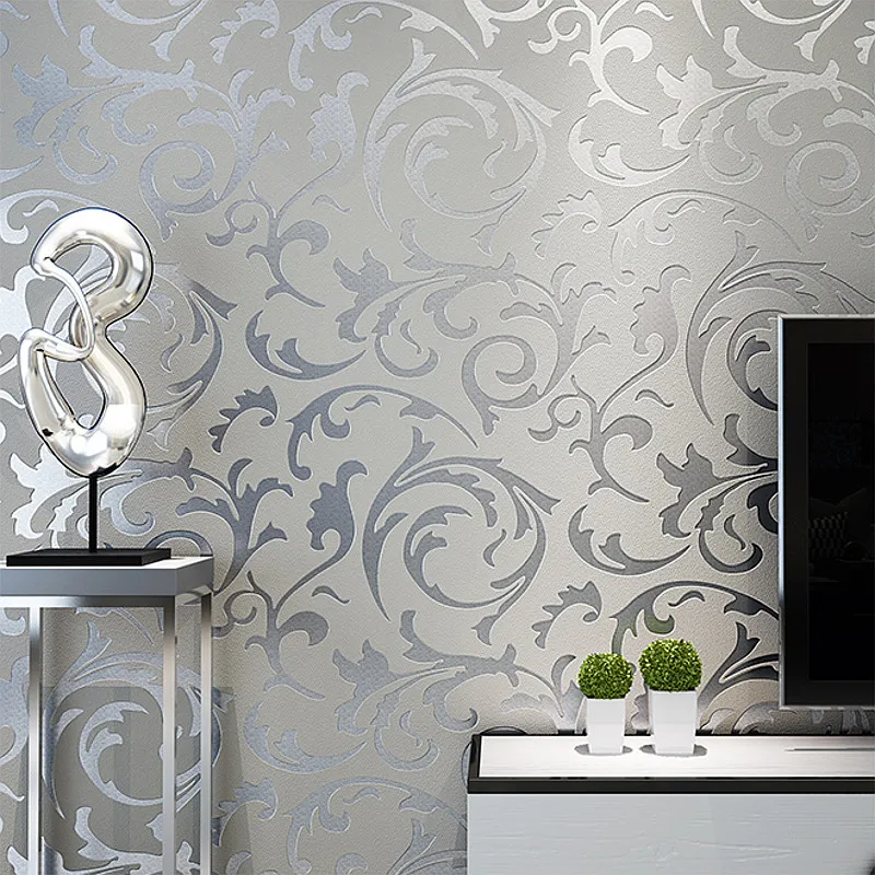 Grey Classic Luxury 3D Floral Embossed Textured Wall Paper Modern Wallpaper For Living room Bedroom Home Decor Grey Classic Luxury 3D Floral Embossed Textured Wall Paper Modern Wallpaper For Living room Bedroom Home Decor