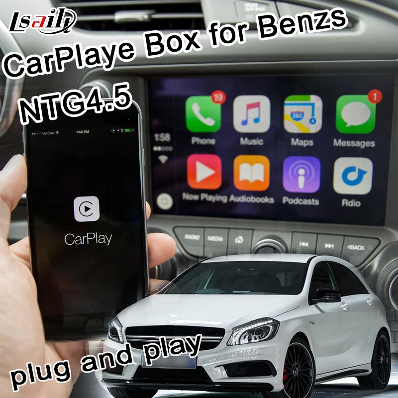 IOS CarPlaye Box для Merdeces Benz C/E/A/B/ML/GLK с ntg4.5 онлайн картой трафика в реальном времени Waze