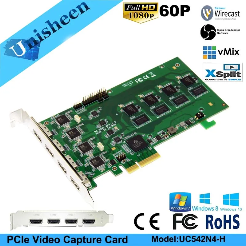 Карта видеозахвата PCI Express HD 1080p 4 канала HDMI в реальном времени|capture card|hd video capture cardhd