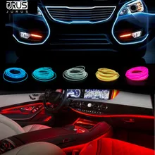 JURUS 2 шт. 1 м/2 м/3 м Гибкий неоновый светильник, светящийся для автомобиля El Wire 12 В, лампа для украшения автомобиля, Светодиодная лента, светильник для салона