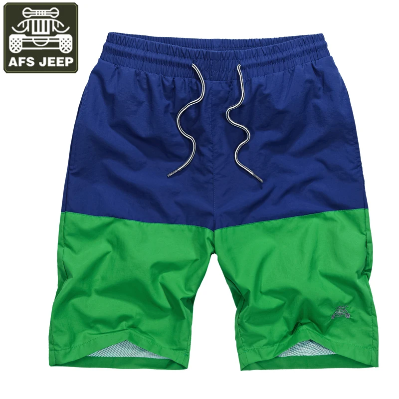 AFS JEEP Brand Board Shorts Men Patchwork Drawstring Summer Casual Men