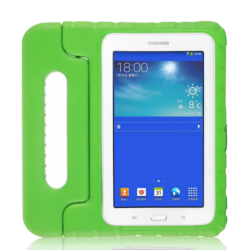 Детский эва противоударный чехол для Samsung Galaxy Tab 3 Lite 7,0 T110 Tab E Lite T113 Foam защитная сумка с ручкой чехол-подставка - Цвет: Green
