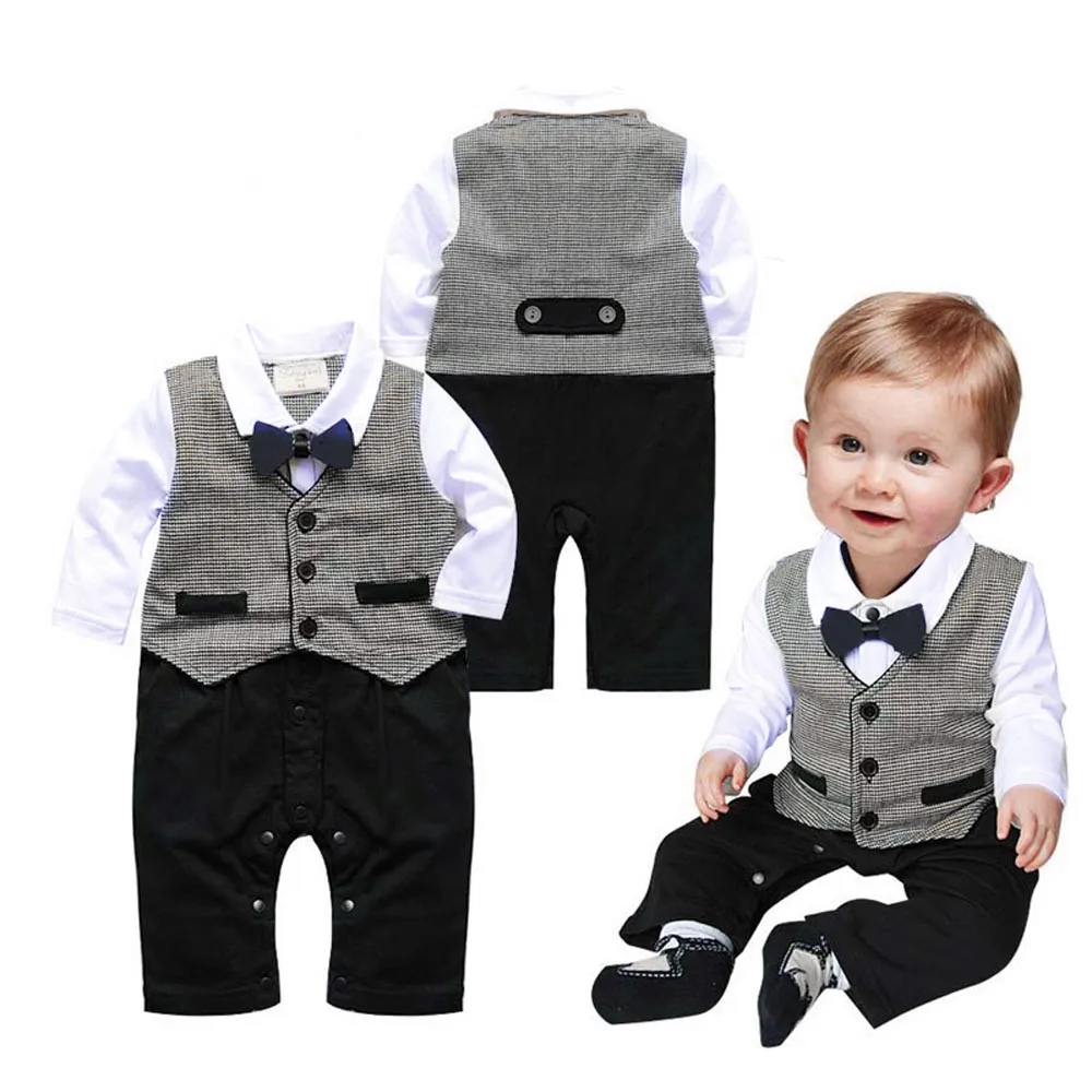 Клетчатый жилет с длинными рукавами для маленьких мальчиков; одежда с галстуком; детская одежда; комбинезон; комплект одежды для малышей; enxoval; Костюм Джентльмена
