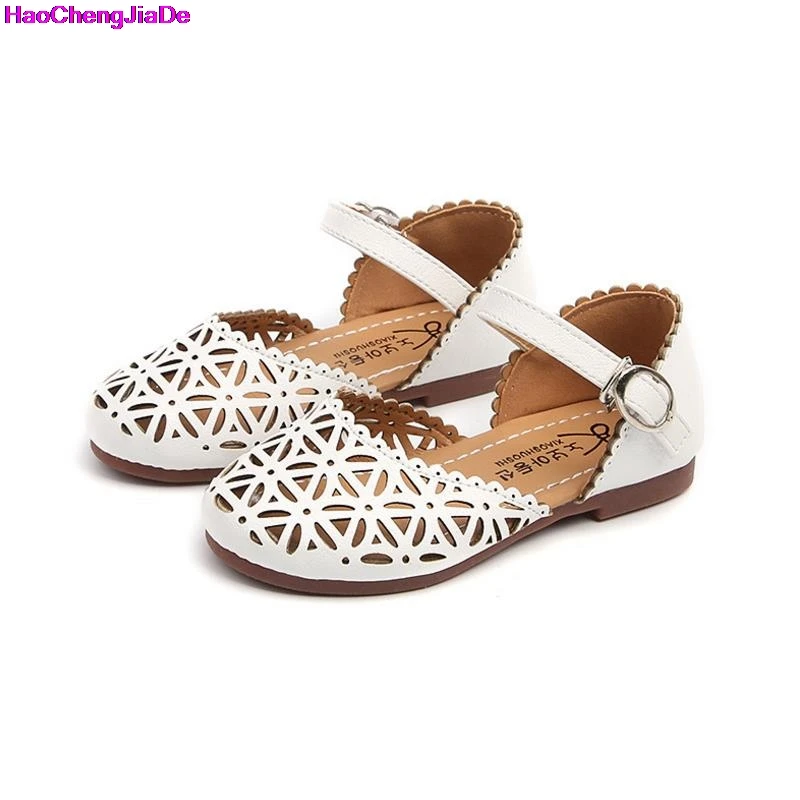 

HaoChengJiaDe Children Shoes Girls Sandals 2018 Summer Fashion Cutout Princess Girls Flat Soft Closed Toe Kids Sandal Girls Shoe