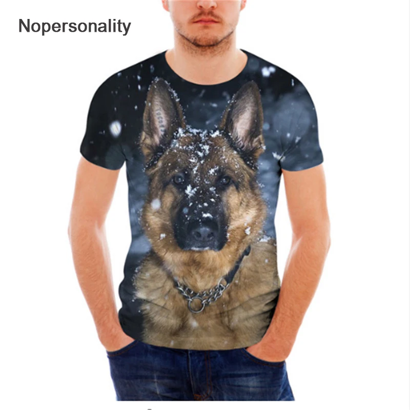 

Nopersonality Cool 3D German Shepherd Dog Printing T Shirt for Men Summer Style Short Sleeve Tops T-shirts Funny 3d Man Clothing