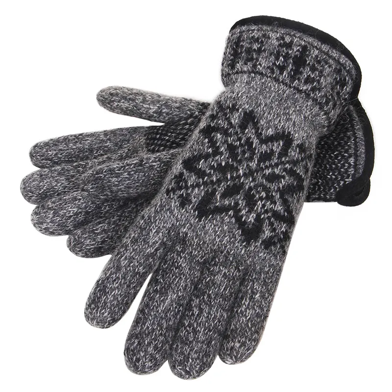 Вязанные мужские перчатки с полными пальцами Снежинка мужские шерстяные зимние теплые уличные варежки для верховой езды зимние лучший подарок 10 пар