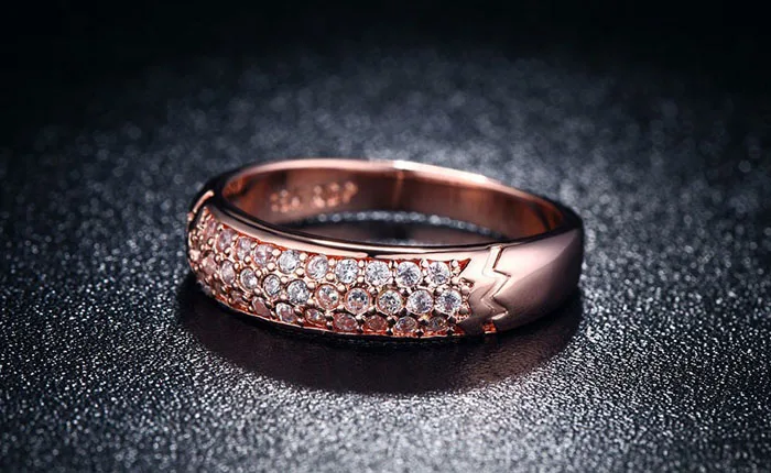 YANHUI Fine Jewelry Rings original 18KRGP Stamp Gold Filled Ring Inlay Full CZ Diamant Engagement Wedding Rings For Women JZR016