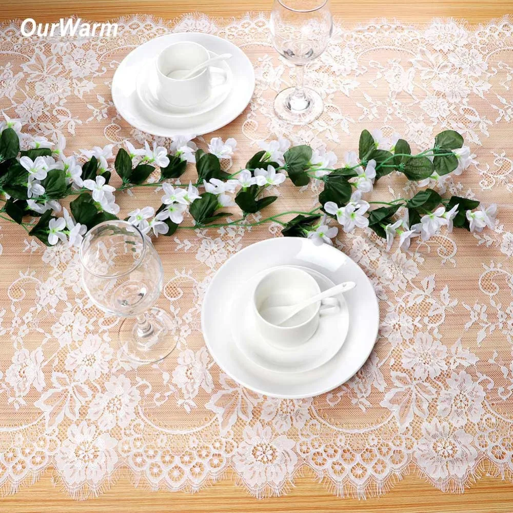 

OurWarm Wedding Vintage Lace Table Runner floral Modern Boho Table Runner Textile Home Tabletop Decoration Birthday Party Decor