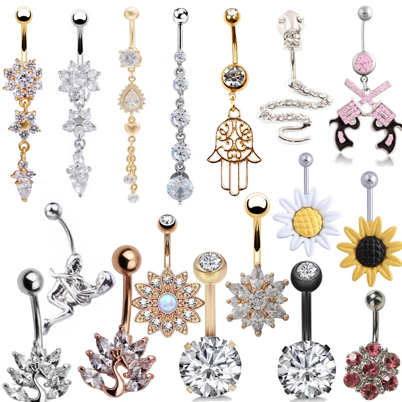 1pc Sexy Dangling Navel Belly Button Rings Belly Piercing Crystal