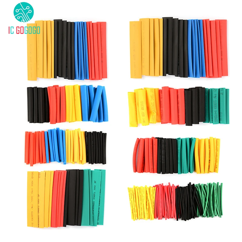 

328Pcs 8 Sizes Heat Shrink Tube Assorted Kits Polyolefin 2:1 Wrap 5 Colors Heat Shrink Tubing Sleeving Wrap Wire Kit Multi Color