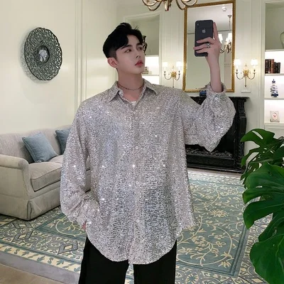 Man Boy's Bling Bling Gliter Shirts 