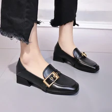 Новинка; модная повседневная женская обувь на плоской подошве; женская обувь с металлической пряжкой; женские черные оксфорды; удобная женская обувь без застежки; большие размеры